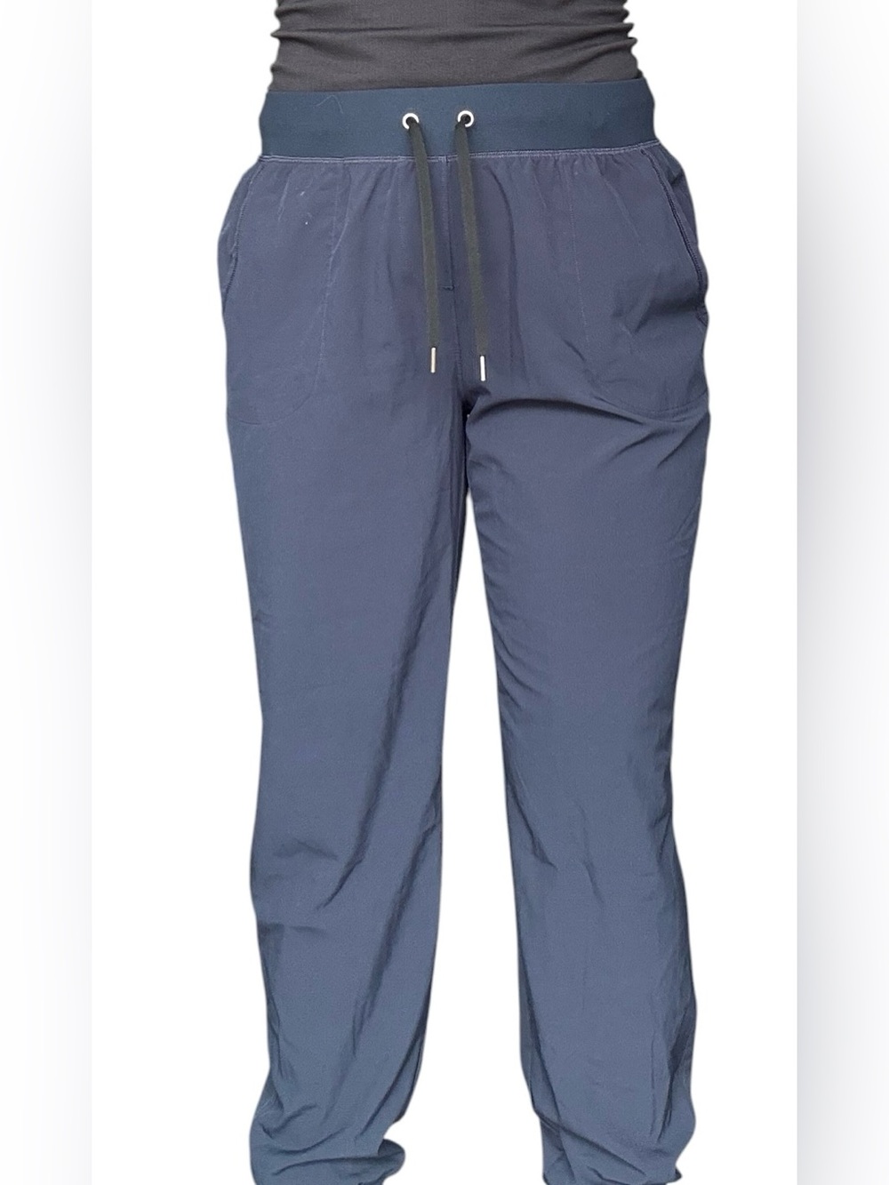 Navy Jogger Pants with Drawstring Waist - Picture 2 of 5